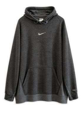 Nike Pro Black & Dark Gray Striped Pullover Hoodie – Size XL EUC